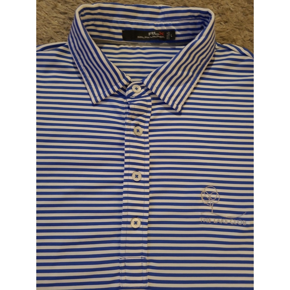 RLX Ralph Lauren Performance Striped Moisture Wicking Lightweight Polo Sz L